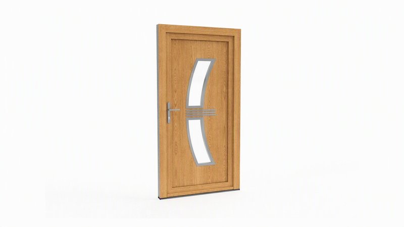 Porte d'entrée bois modèle 047 sur mesure — dessin du modèle, chêne verni
