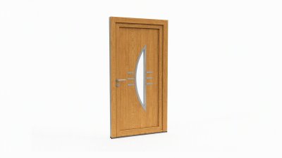 Porte d'entrée bois modèle 048 sur mesure — dessin du modèle, chêne verni