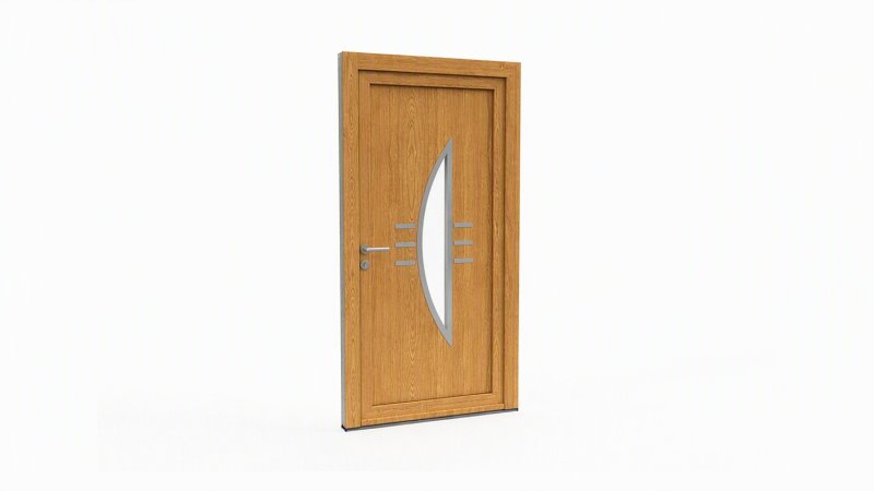 Porte d'entrée bois modèle 048 sur mesure — dessin du modèle, chêne verni