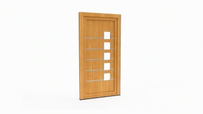 Porte d'entrée bois modèle 050 sur mesure — dessin du modèle, chêne verni