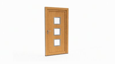 Porte d'entrée bois modèle 051 sur mesure — dessin du modèle, chêne verni