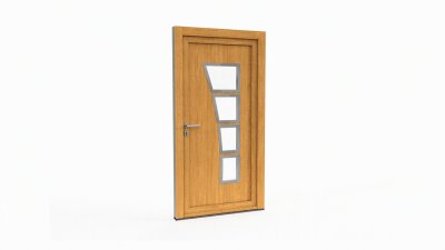 Porte d'entrée bois modèle 052 sur mesure — dessin du modèle, chêne verni
