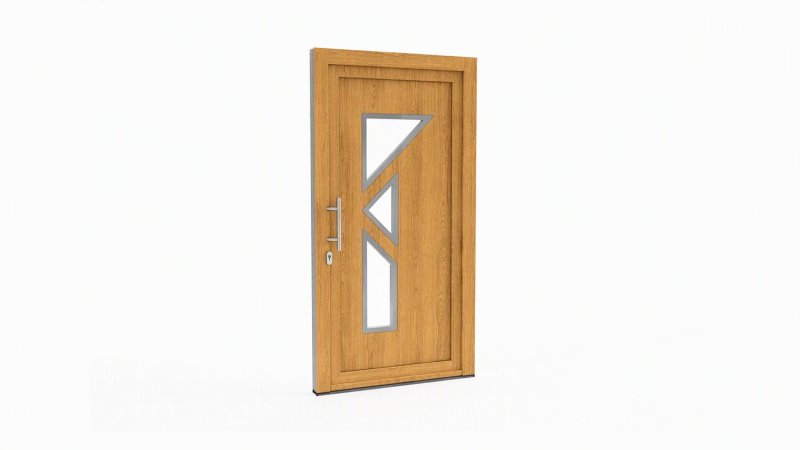 Porte d'entrée bois modèle 053 sur mesure — dessin du modèle, chêne verni