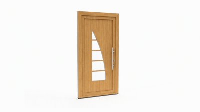 Porte d'entrée bois modèle 055 sur mesure — dessin du modèle, chêne verni