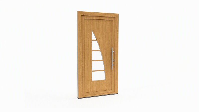 Porte d'entrée bois modèle 055 sur mesure — dessin du modèle, chêne verni
