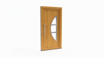 Porte d'entrée bois modèle 056 sur mesure — dessin du modèle, chêne verni