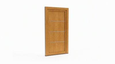 Porte d'entrée bois modèle 057 sur mesure — dessin du modèle, chêne verni