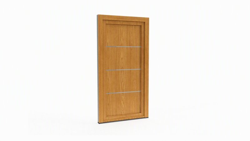 Porte d'entrée bois modèle 057 sur mesure — dessin du modèle, chêne verni