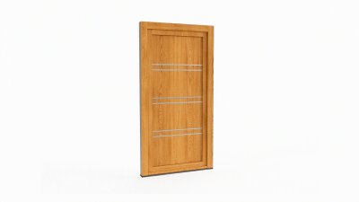 Porte d'entrée bois modèle 058 sur mesure — dessin du modèle, chêne verni