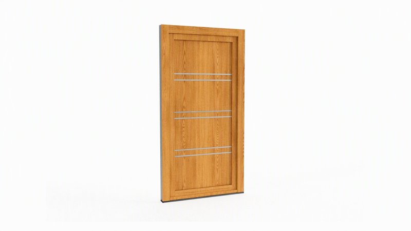 Porte d'entrée bois modèle 058 sur mesure — dessin du modèle, chêne verni