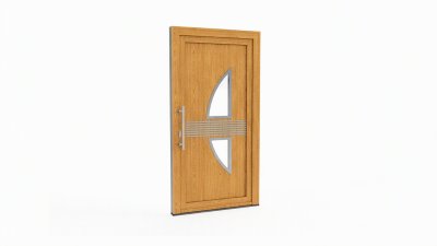 Porte d'entrée bois modèle 059 sur mesure — dessin du modèle, chêne verni