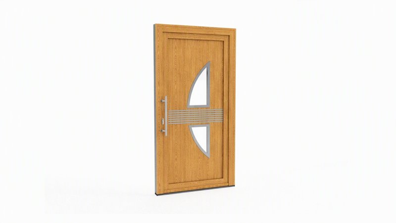 Porte d'entrée bois modèle 059 sur mesure — dessin du modèle, chêne verni