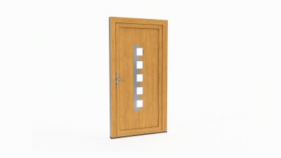 Porte d'entrée bois modèle 060 sur mesure — dessin du modèle, chêne verni