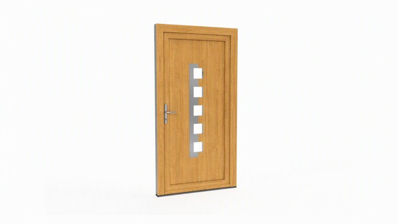 Porte d'entrée bois modèle 060 sur mesure — dessin du modèle, chêne verni