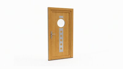 Porte d'entrée bois modèle 061 sur mesure — dessin du modèle, chêne verni