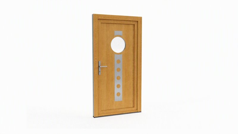 Porte d'entrée bois modèle 061 sur mesure — dessin du modèle, chêne verni