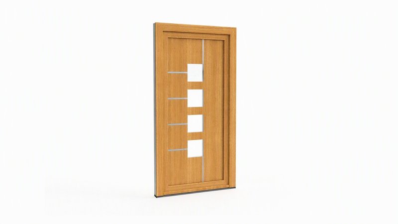 Porte d'entrée bois modèle 063 sur mesure — dessin du modèle, chêne verni