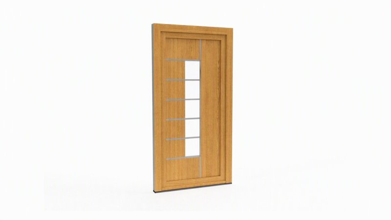 Porte d'entrée bois modèle 064 sur mesure — dessin du modèle, chêne verni