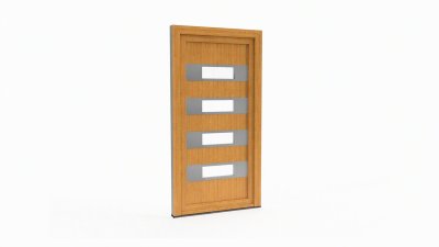 Porte d'entrée bois modèle 065 sur mesure — dessin du modèle, chêne verni
