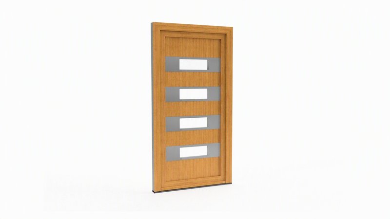 Porte d'entrée bois modèle 065 sur mesure — dessin du modèle, chêne verni