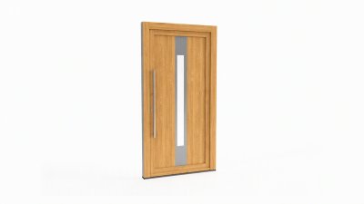 Porte d'entrée bois modèle 066 sur mesure — dessin du modèle, chêne verni