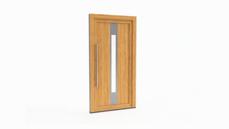 Porte d'entrée bois modèle 066 sur mesure — dessin du modèle, chêne verni