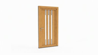 Porte d'entrée bois modèle 067 sur mesure — dessin du modèle, chêne verni