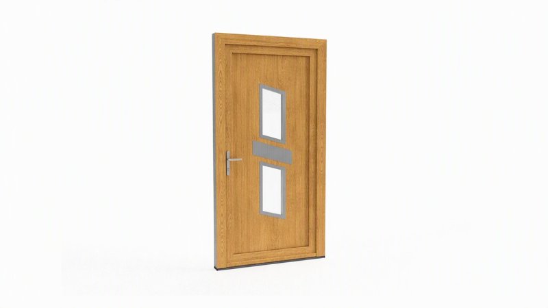Porte d'entrée bois modèle 068 sur mesure — dessin du modèle, chêne verni