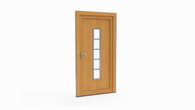 Porte d'entrée bois modèle 069 sur mesure — dessin du modèle, chêne verni