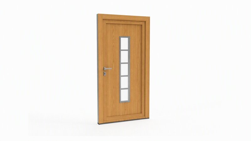 Porte d'entrée bois modèle 069 sur mesure — dessin du modèle, chêne verni