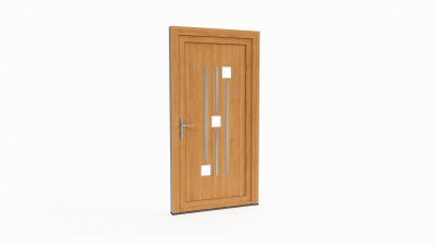 Porte d'entrée bois modèle 070 sur mesure — dessin du modèle, chêne verni