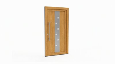 Porte d'entrée bois modèle 071 sur mesure — dessin du modèle, chêne verni