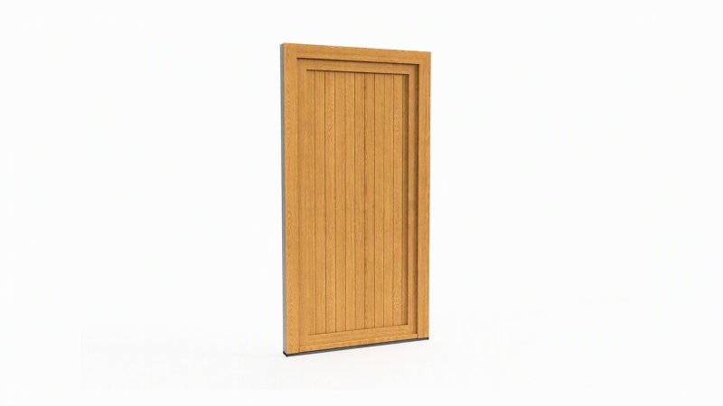 Porte d'entrée bois modèle 073 sur mesure — dessin du modèle, chêne verni