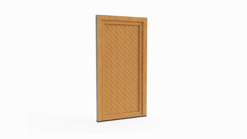 Porte d'entrée bois modèle 074 sur mesure — dessin du modèle, chêne verni