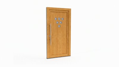 Porte d'entrée bois modèle 076 sur mesure — dessin du modèle, chêne verni