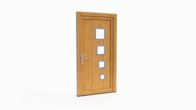 Porte d'entrée bois modèle 077 sur mesure — dessin du modèle, chêne verni