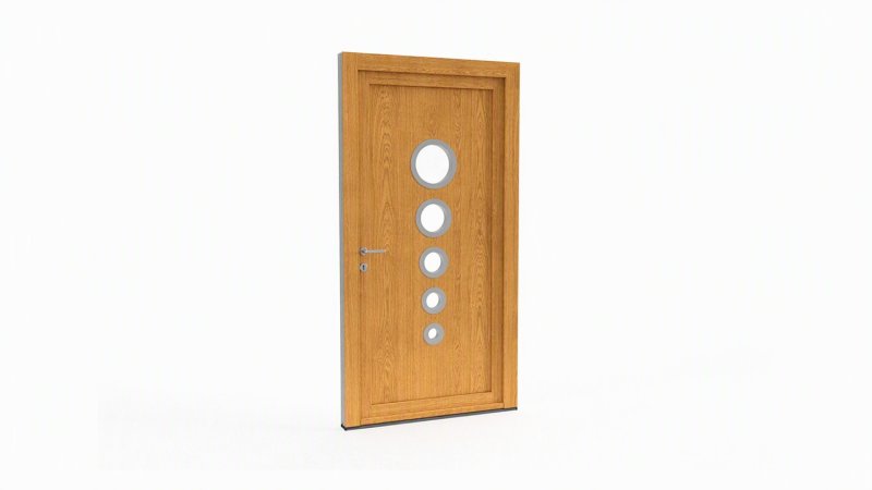 Porte d'entrée bois modèle 078 sur mesure — dessin du modèle, chêne verni