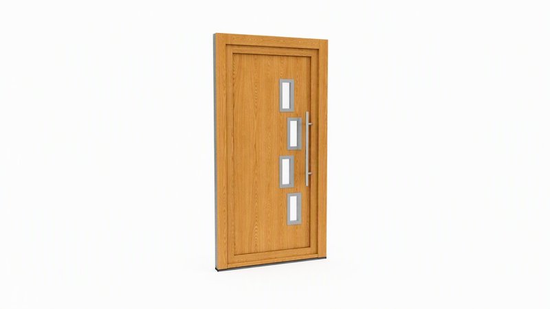 Porte d'entrée bois modèle 079 sur mesure — dessin du modèle, chêne verni