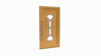 Porte d'entrée bois modèle 080 sur mesure — dessin du modèle, chêne verni