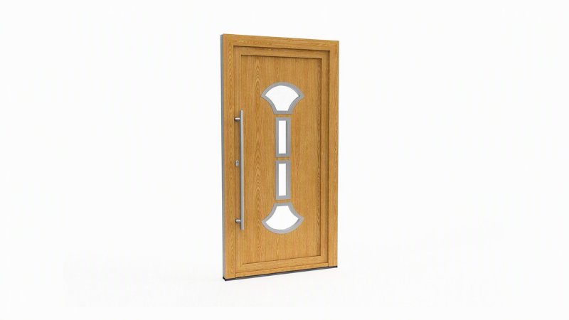 Porte d'entrée bois modèle 080 sur mesure — dessin du modèle, chêne verni