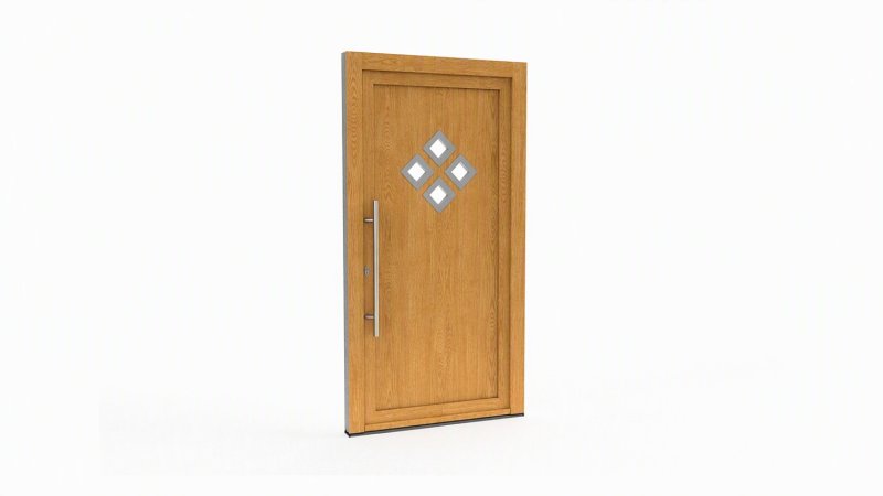 Porte d'entrée bois modèle 082 sur mesure — dessin du modèle, chêne verni
