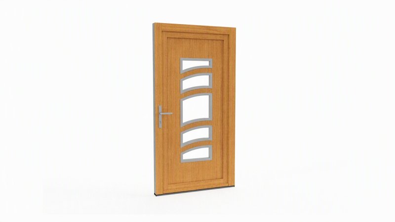 Porte d'entrée bois modèle 083 sur mesure — dessin du modèle, chêne verni