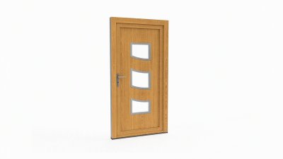 Porte d'entrée bois modèle 084 sur mesure — dessin du modèle, chêne verni