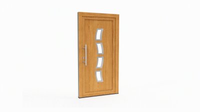 Porte d'entrée bois modèle 085 sur mesure — dessin du modèle, chêne verni