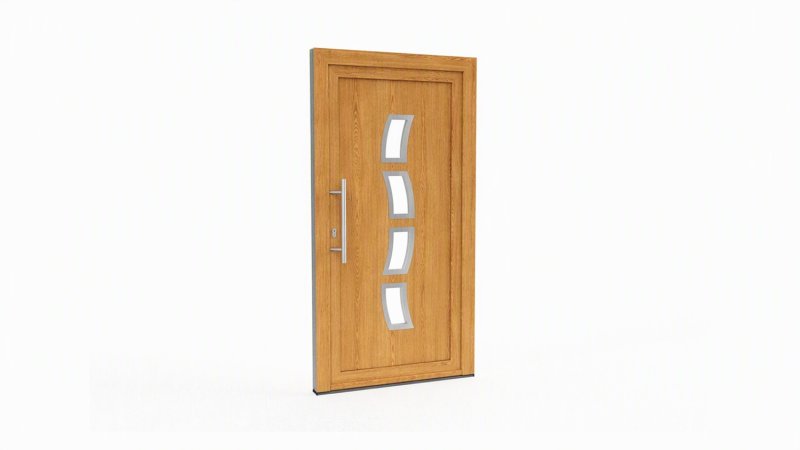 Porte d'entrée bois modèle 085 sur mesure — dessin du modèle, chêne verni