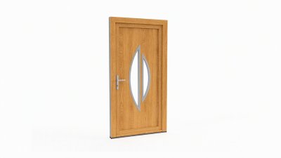 Porte d'entrée bois modèle 087 sur mesure — dessin du modèle, chêne verni