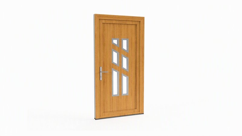 Porte d'entrée bois modèle 088 sur mesure — dessin du modèle, chêne verni