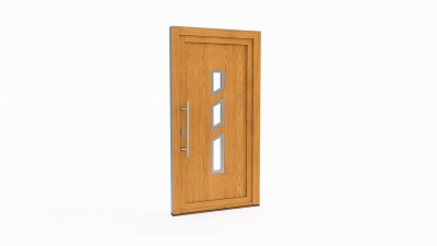 Porte d'entrée bois modèle 089 sur mesure — dessin du modèle, chêne verni