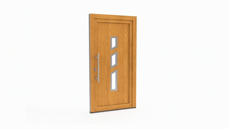Porte d'entrée bois modèle 089 sur mesure — dessin du modèle, chêne verni
