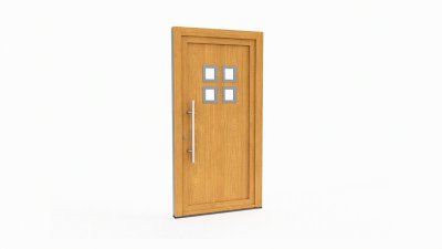 Porte d'entrée bois modèle 090 sur mesure — dessin du modèle, chêne verni